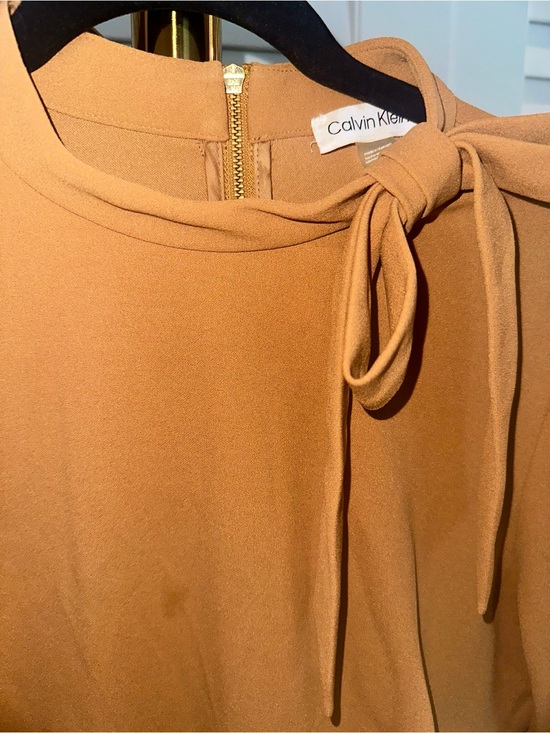 Calvin Klein Dresses & Skirts - Calvin Klein Men's Crewneck Sweater Dress with Neck Bow - Camel